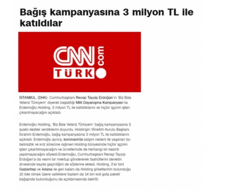 Bağış kampanyasına 3 milyon TL ile katıldılar